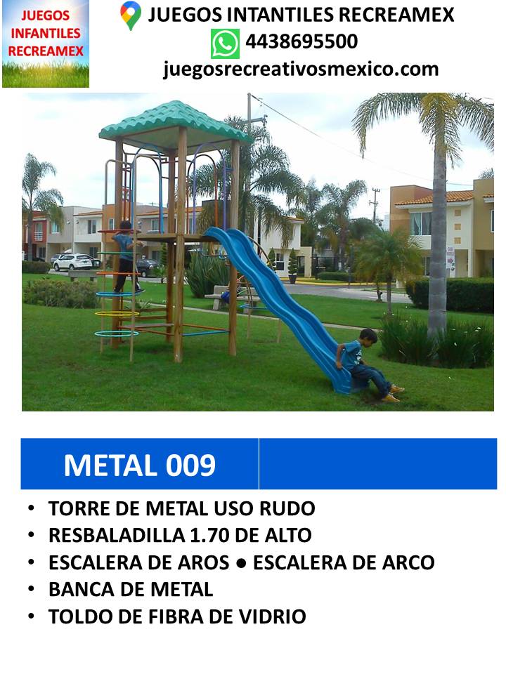 modulo de metal con columpio, resbaladillas ideal para parques